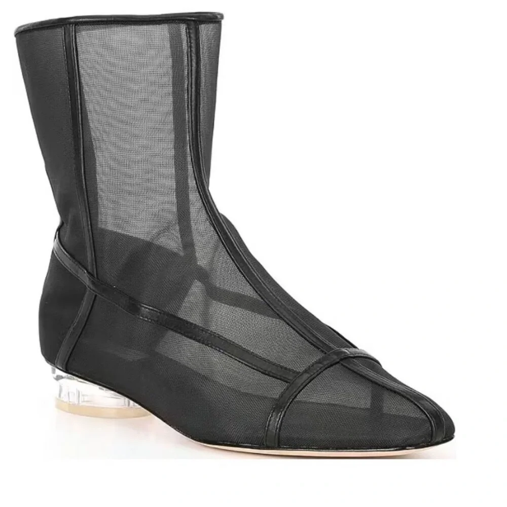Antonio Melani Elizabeth Damrich femme cage mesh black ankle booties 6.5 NWOB